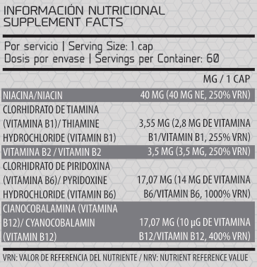 COMPLEX VITA B-INFORMACION NUTRICIONAL